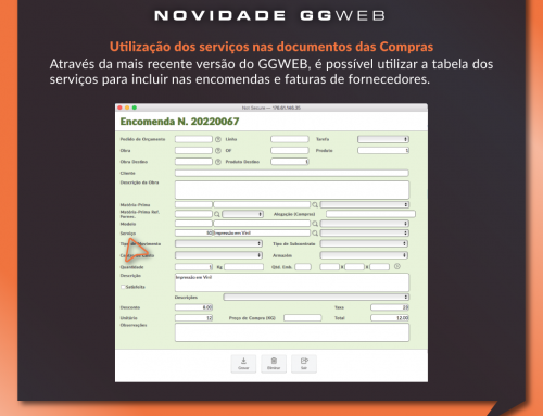 Novidade GGWEB: Utilização dos serviços nos documentos das Compras