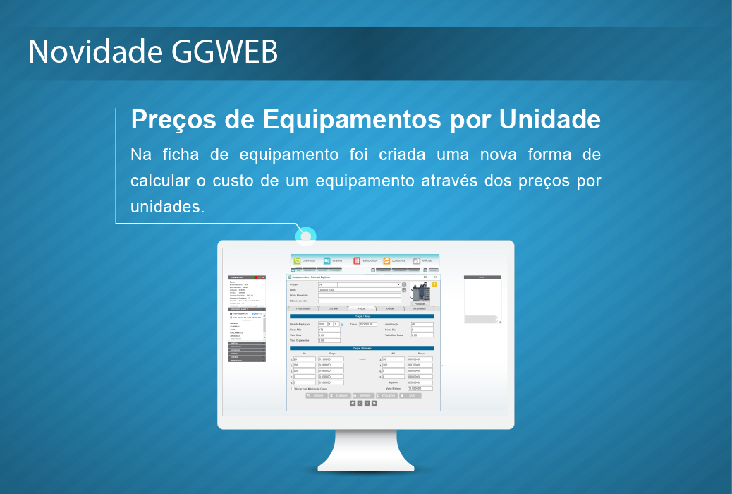 Novidade GGWEB: Preços de equipamentos por unidade