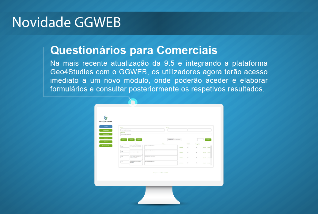 Novidade GGWEB - Questionários para comerciais